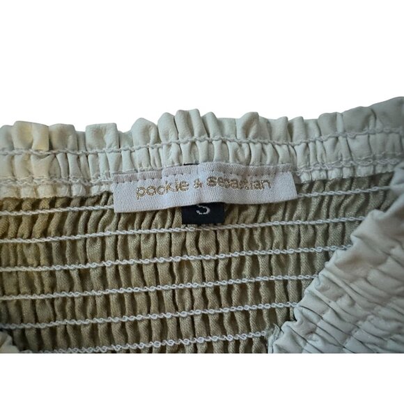 POOKIE & SEBASTIAN Off White Faux Leather High Waist Shorts Size Small - Picture 2 of 6